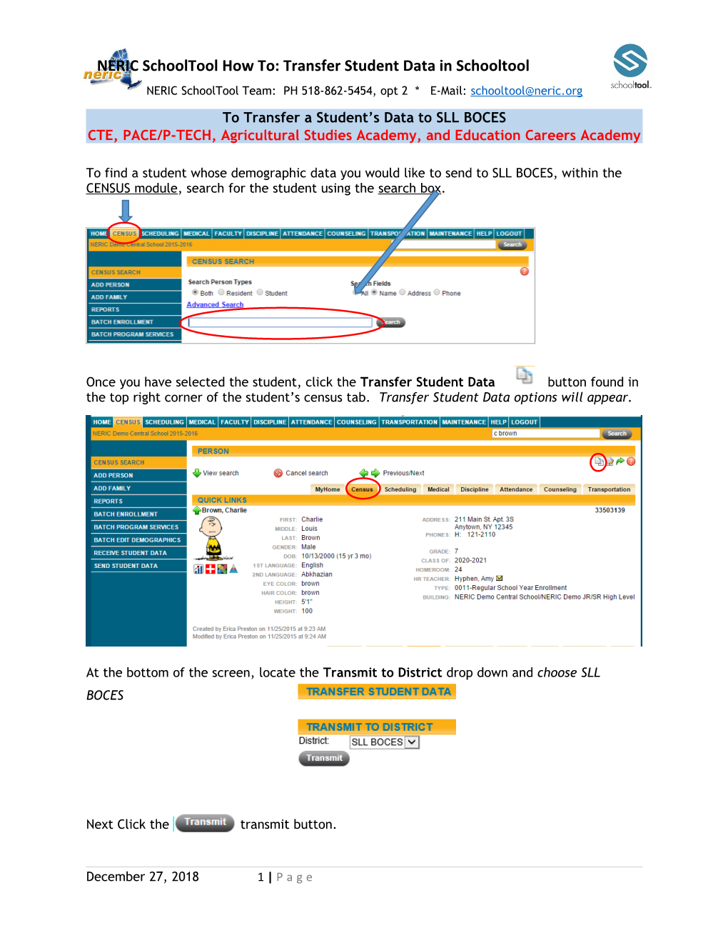 NERIC Schooltool How To: Transfer Student Data in Schooltool