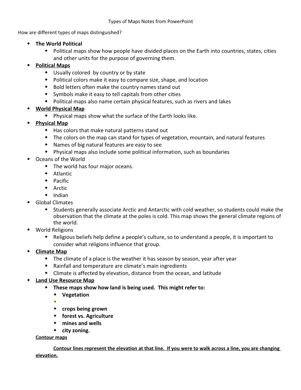 Types of Maps Notes from Powerpoint