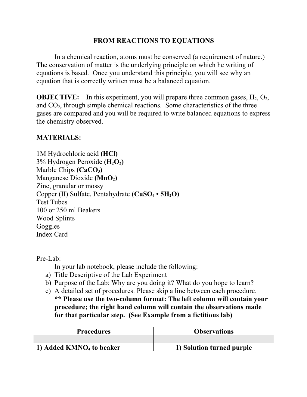 From Reactions to Equations