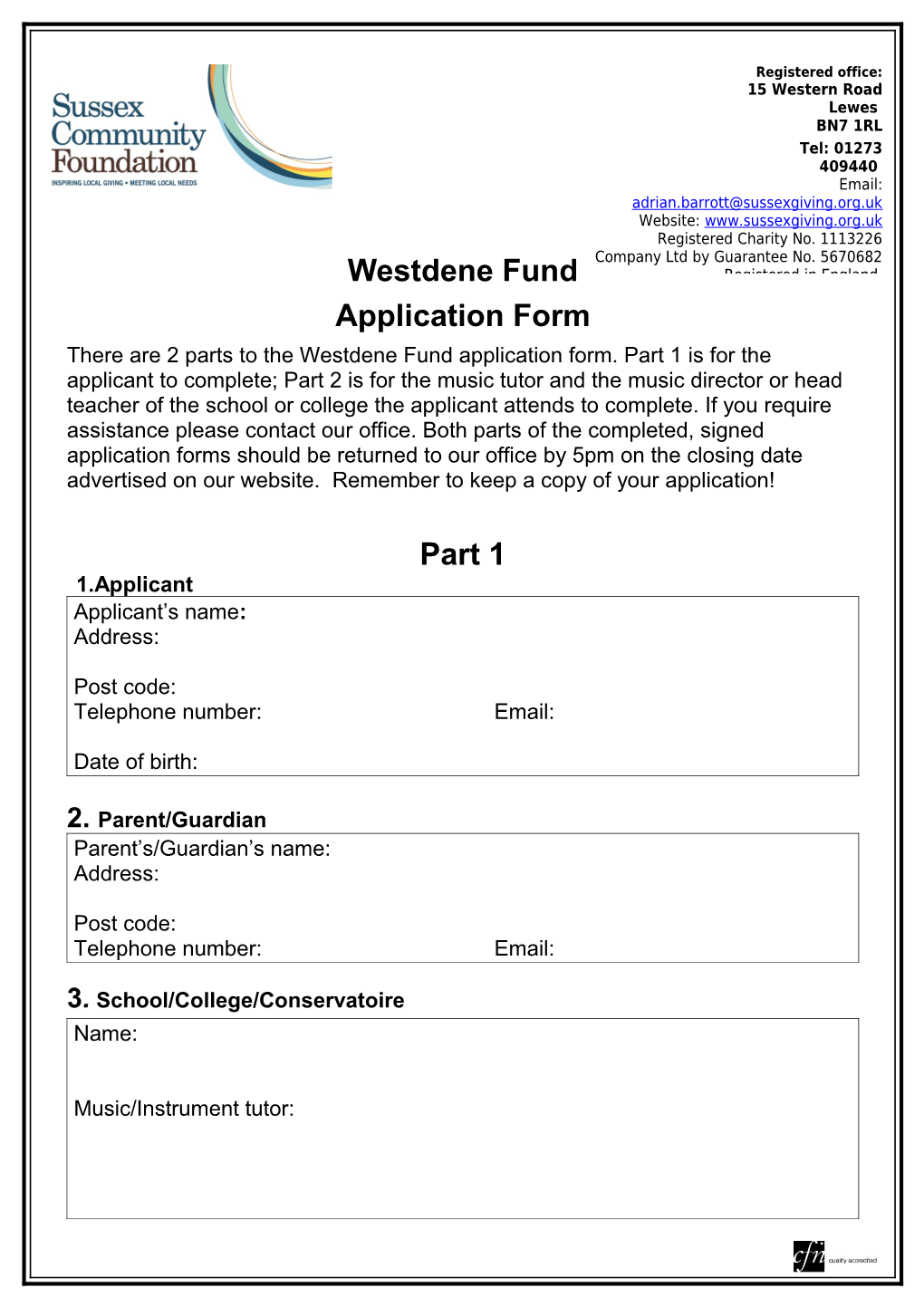 Amendments to Application Form