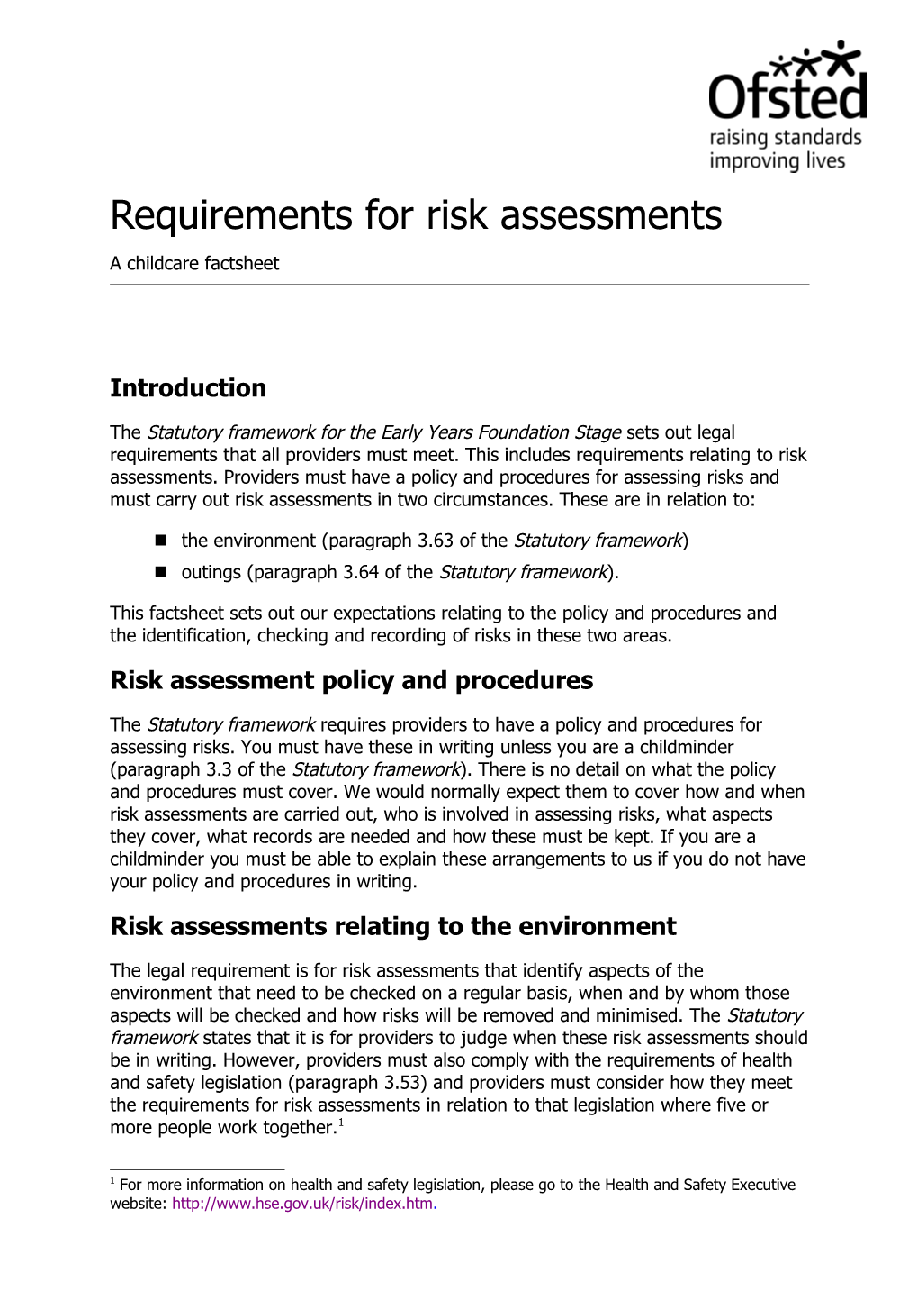 Requirements for Risk Assessments