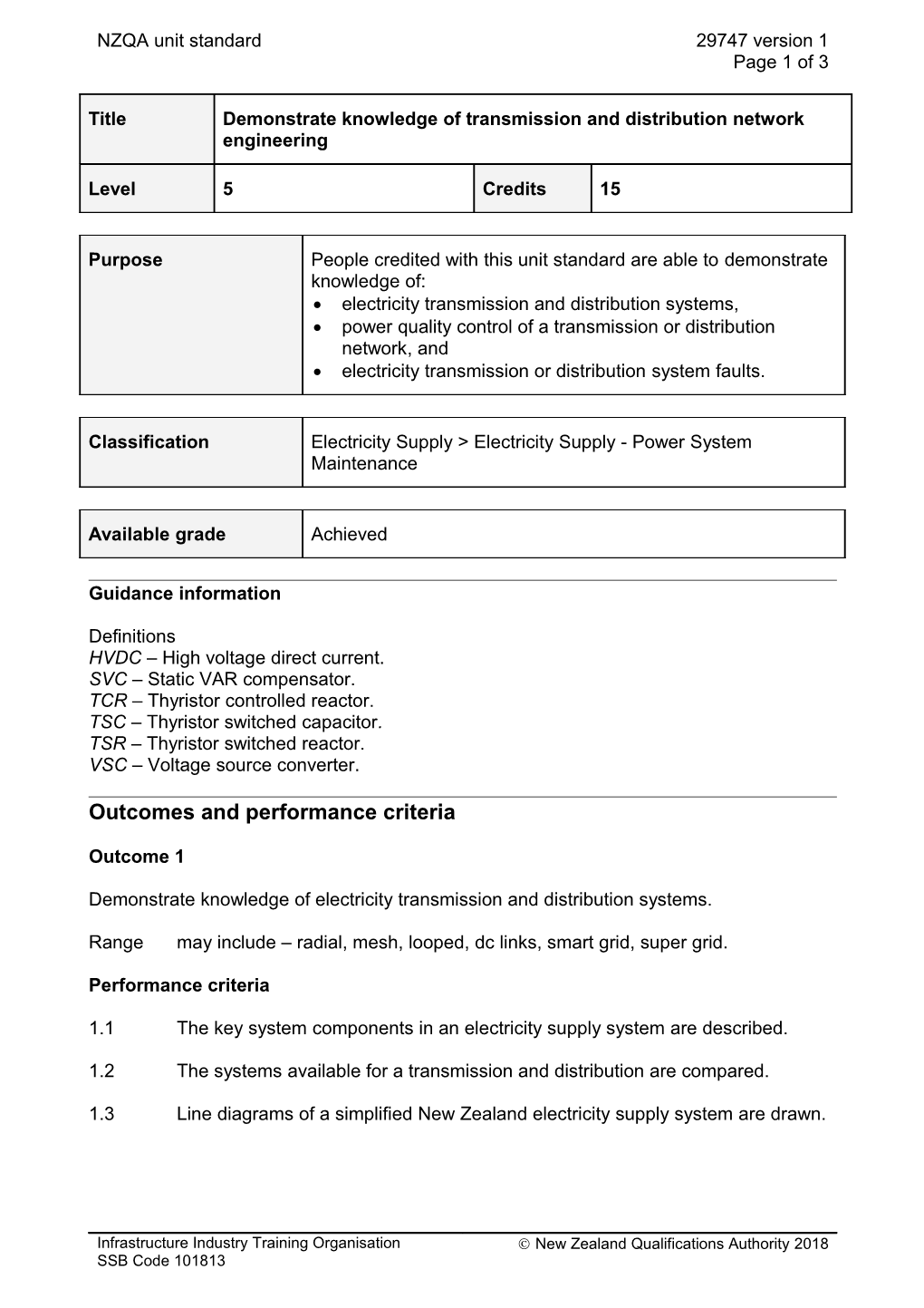 29747 Demonstrate Knowledge of Transmission and Distribution Network Engineering