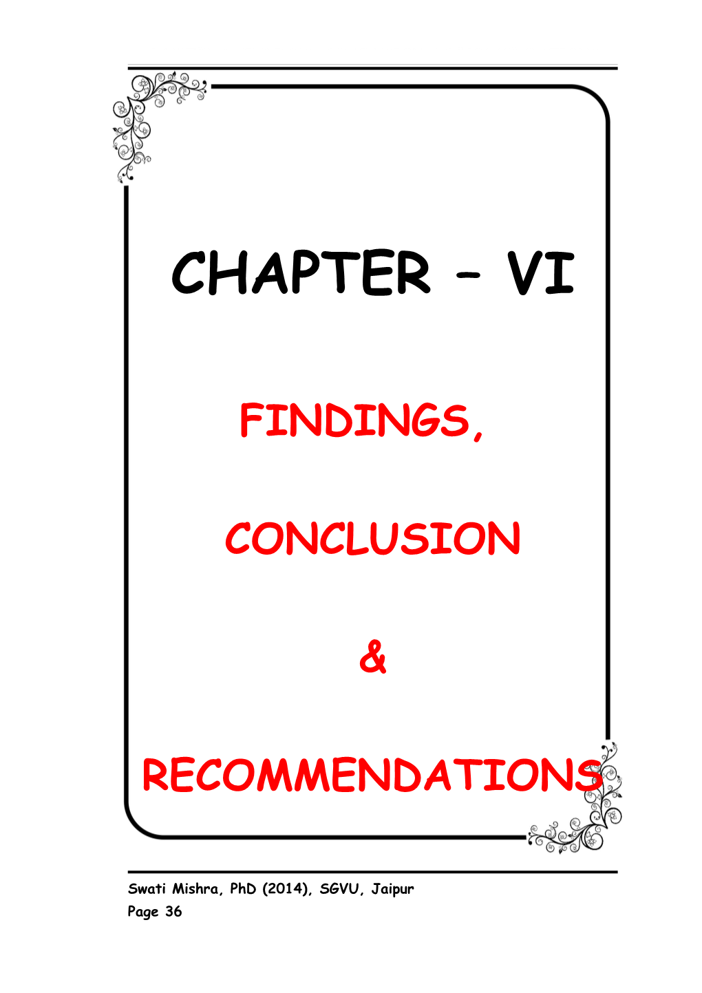 Chapter-6 Findings , Suggestions & Conclusion