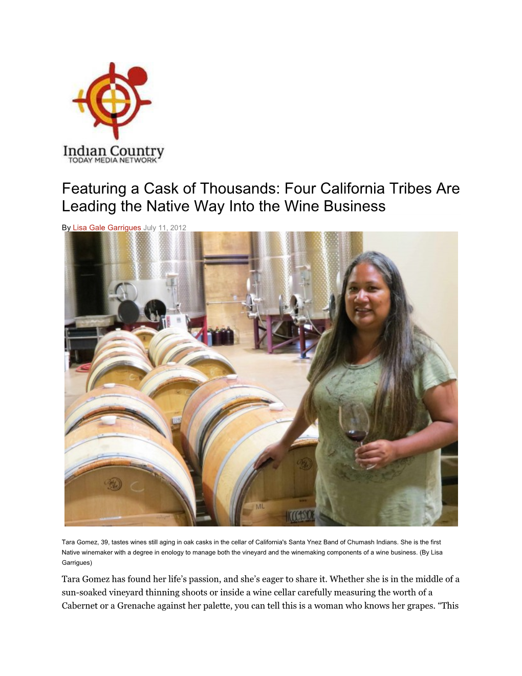 Featuring a Cask of Thousands: Four California Tribes Are Leading the Native Way Into The