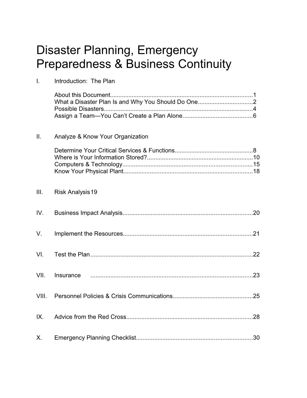 Disaster Planning, Emergency Preparedness & Business Continuity