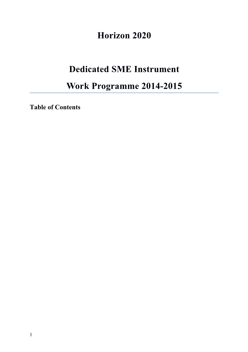 Dedicated SME Instrument