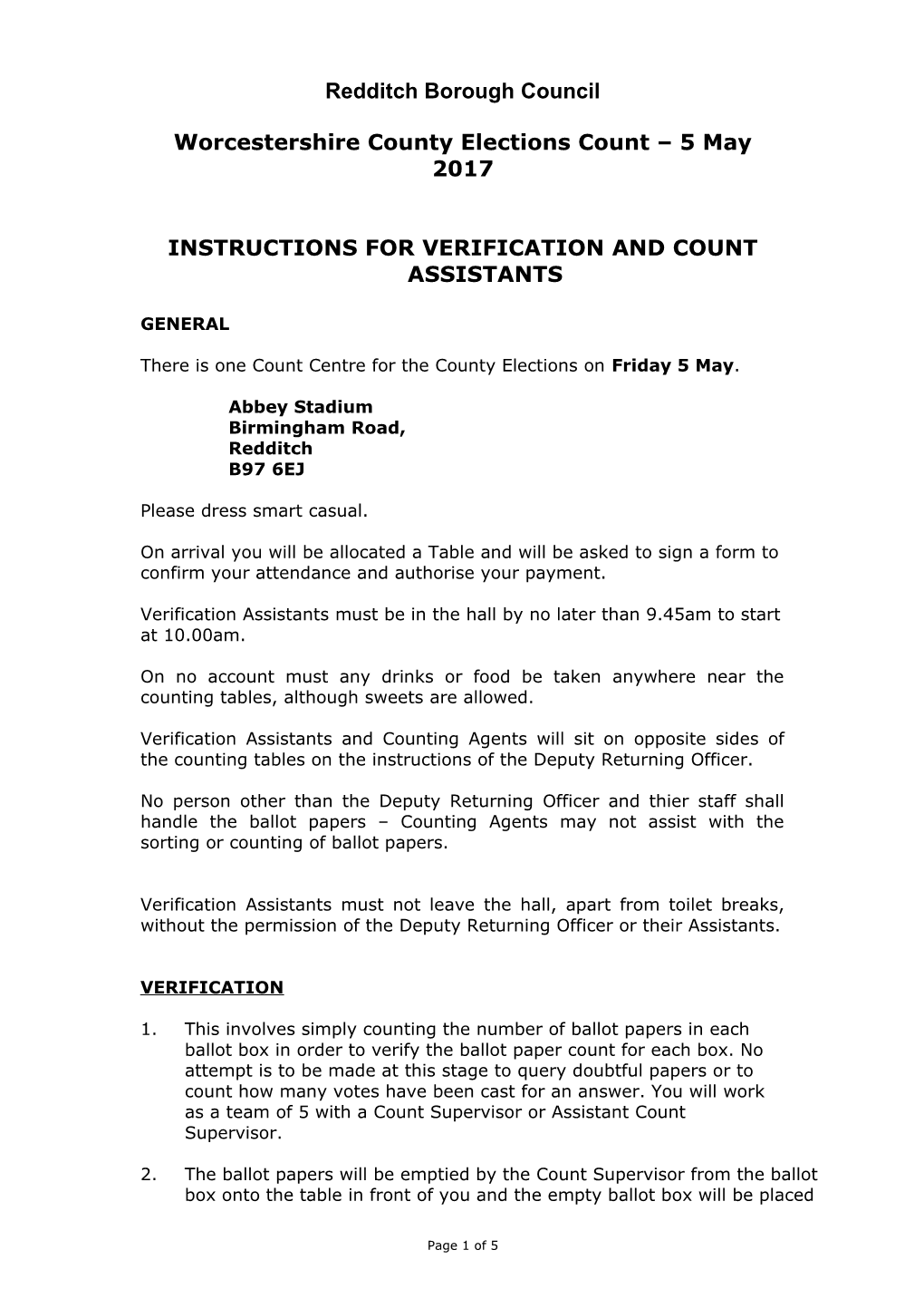 Instructions for Verification and Count Assistants