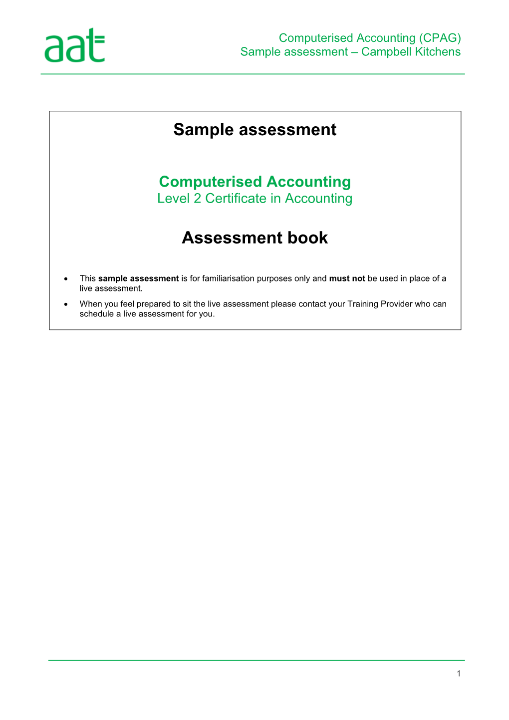 Sample Assessment Campbell Kitchens