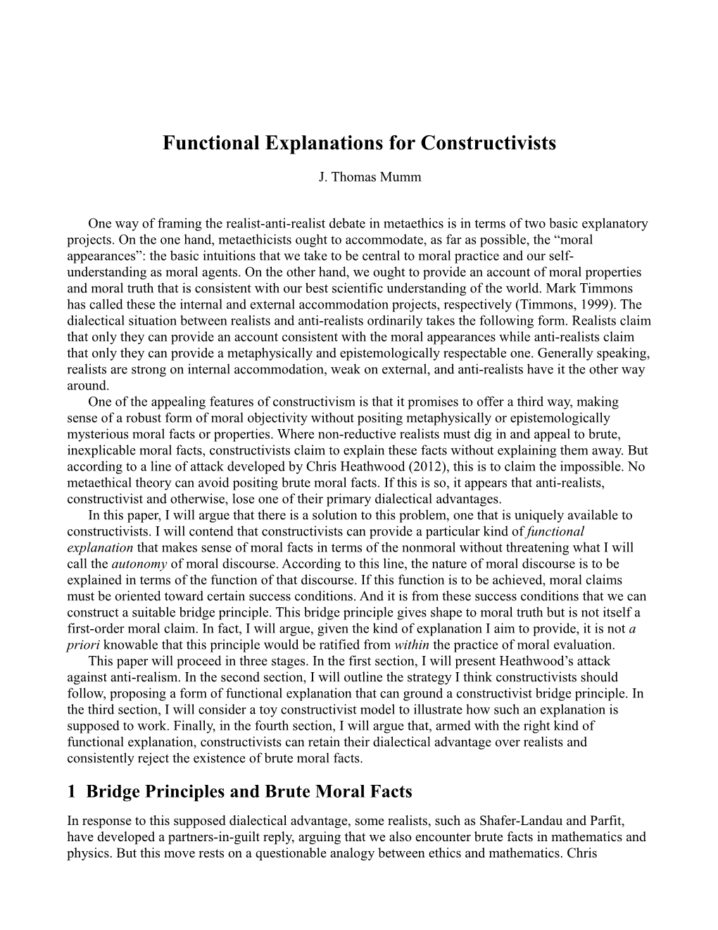 Functional Explanations for Constructivists