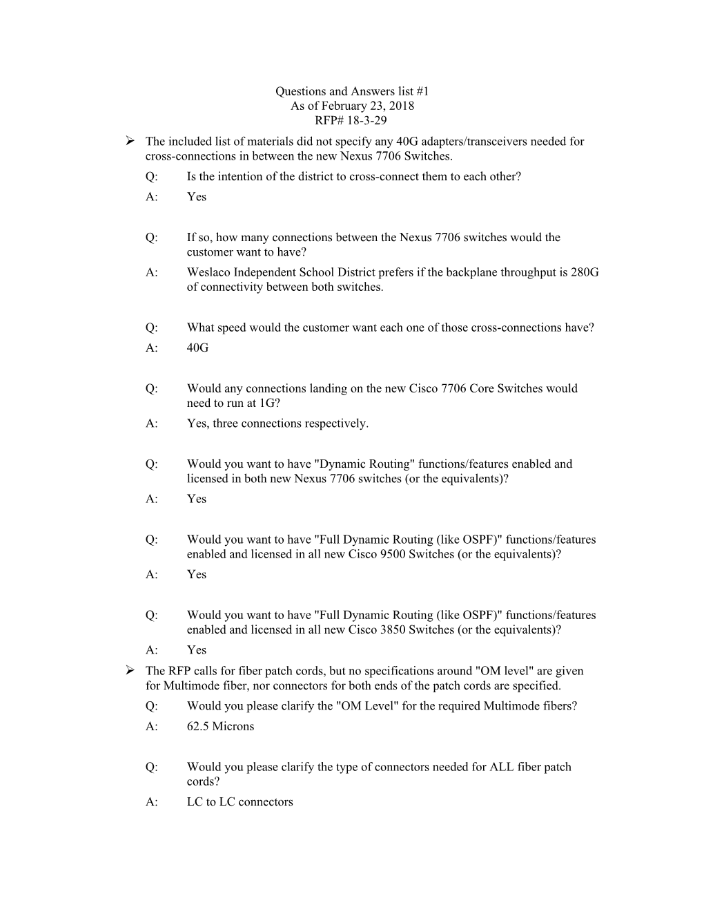 Q:Is the Intention of the District to Cross-Connect Them to Each Other?