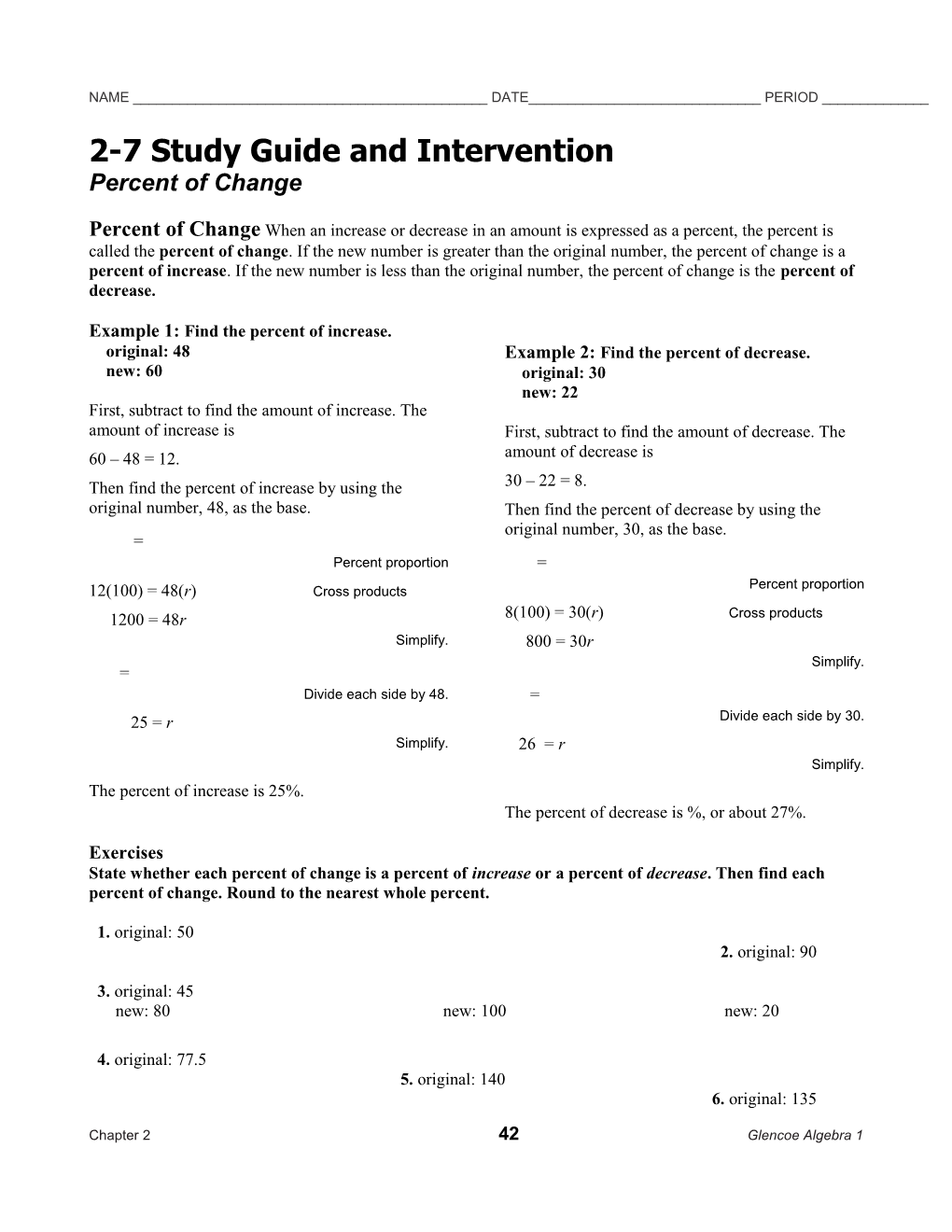 2-7 Study Guide and Intervention