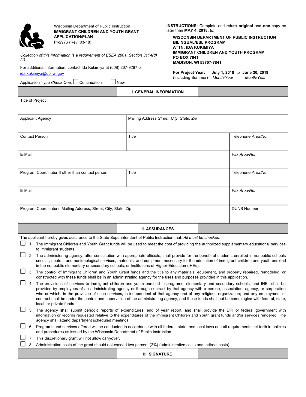 PI-2976 Immigrant Children and Youth Grant Application/Plan