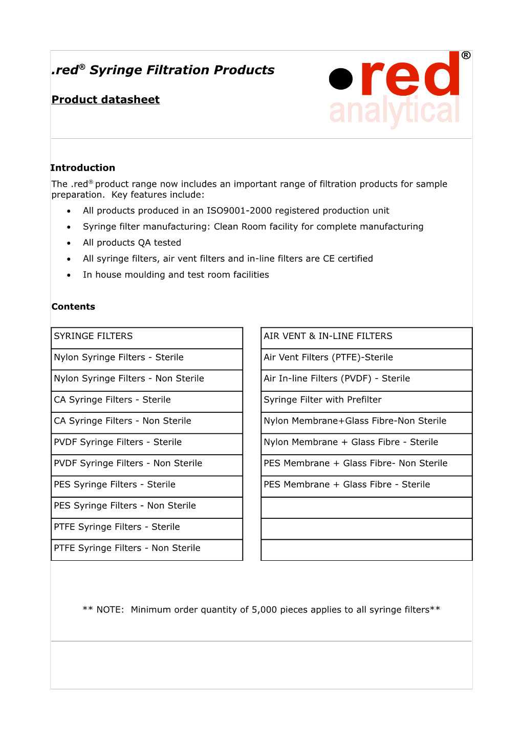 Product Datasheet