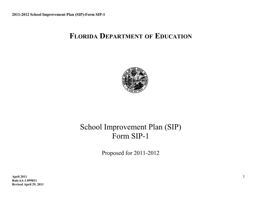 2011-2012School Improvement Plan (SIP)-Form SIP-1