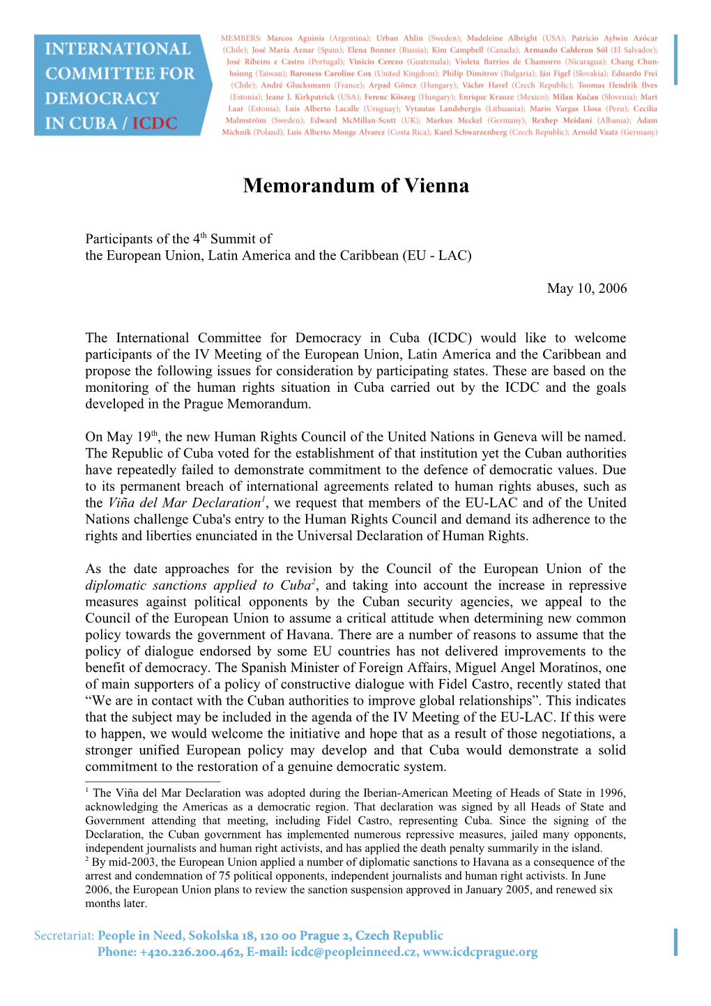 Memorandum of Vienna