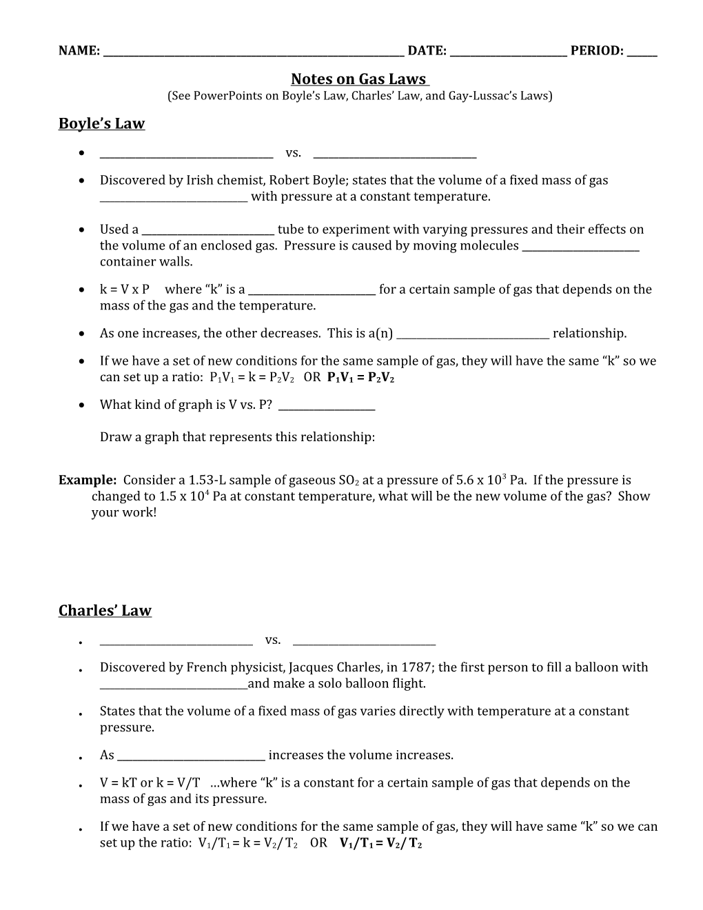 Boyle S Law Notes