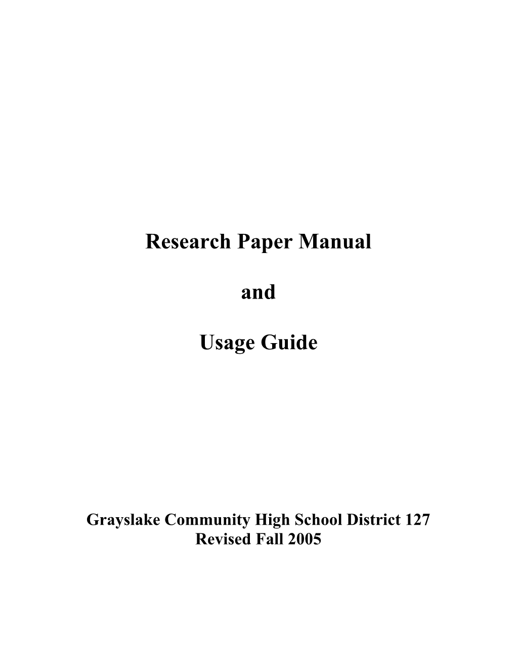Research Paper Manual