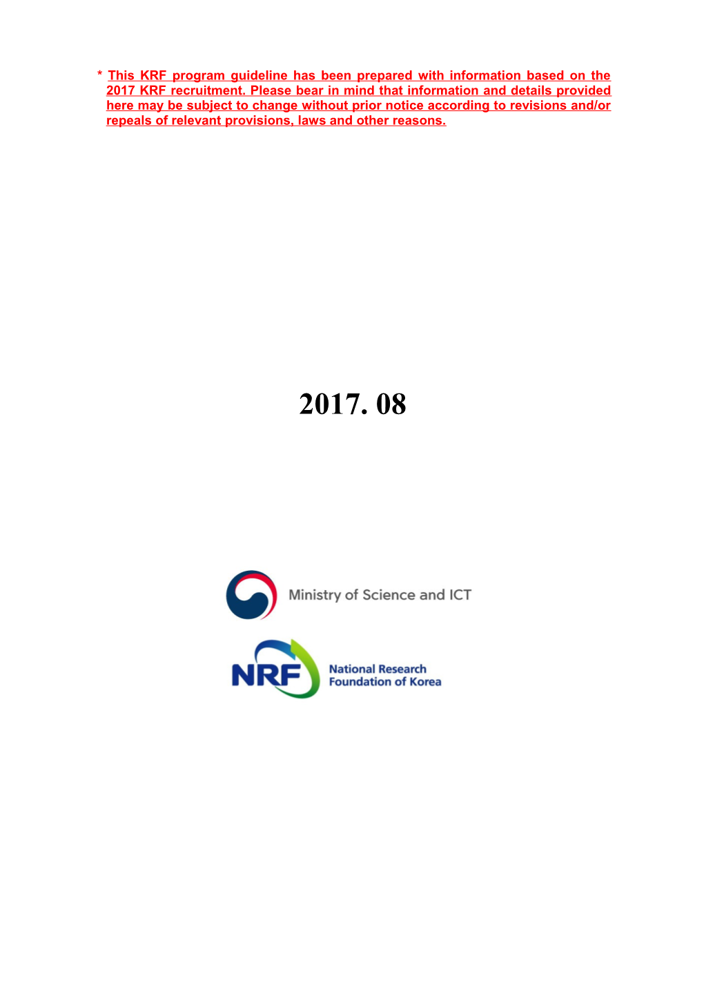 Korea Research Fellowship (KRF)