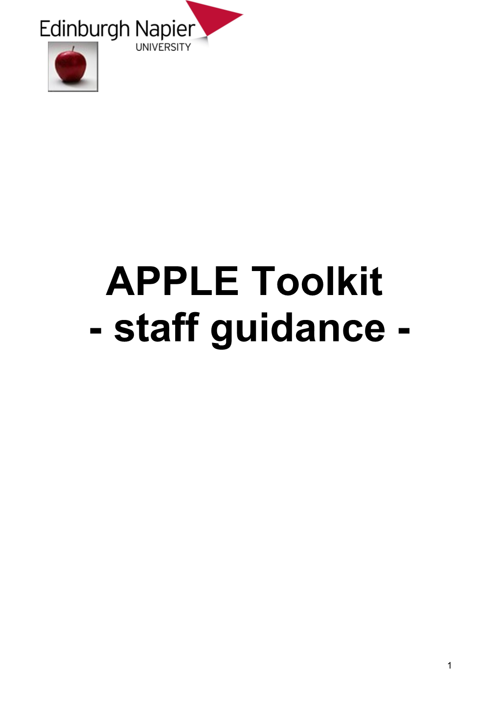 APPLE Toolkit Guidance for Staff