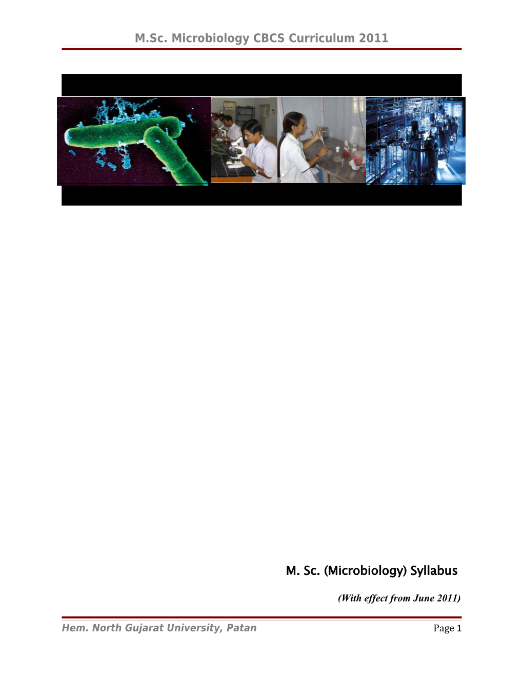 M.Sc. Microbiology CBCS Curriculum 2010