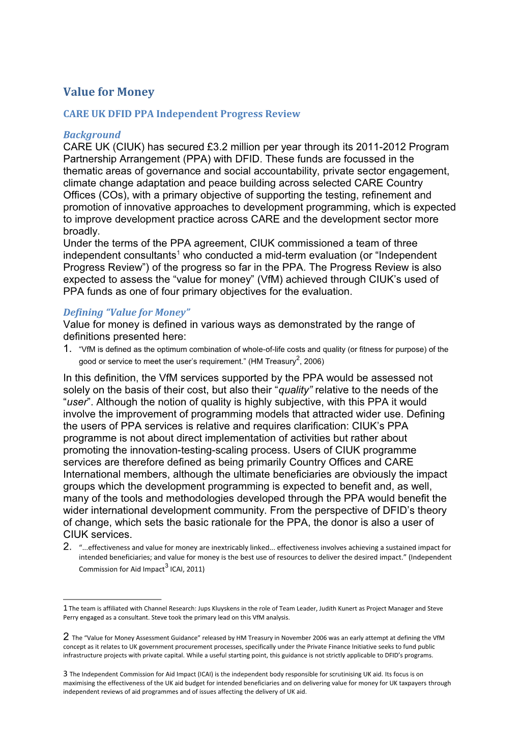 CARE UK DFID PPA Independent Progress Review