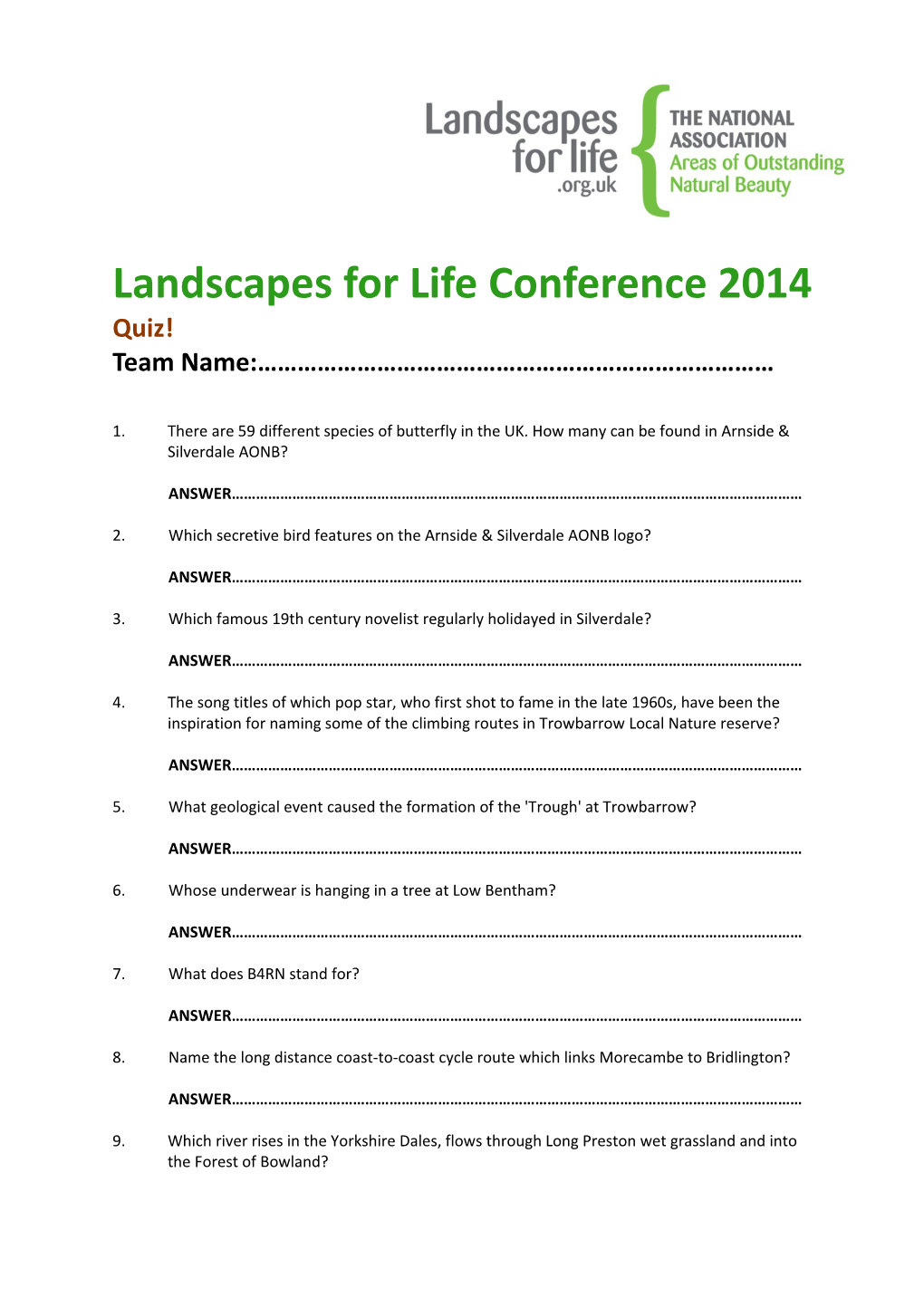 Landscapes for Life Conference 2014