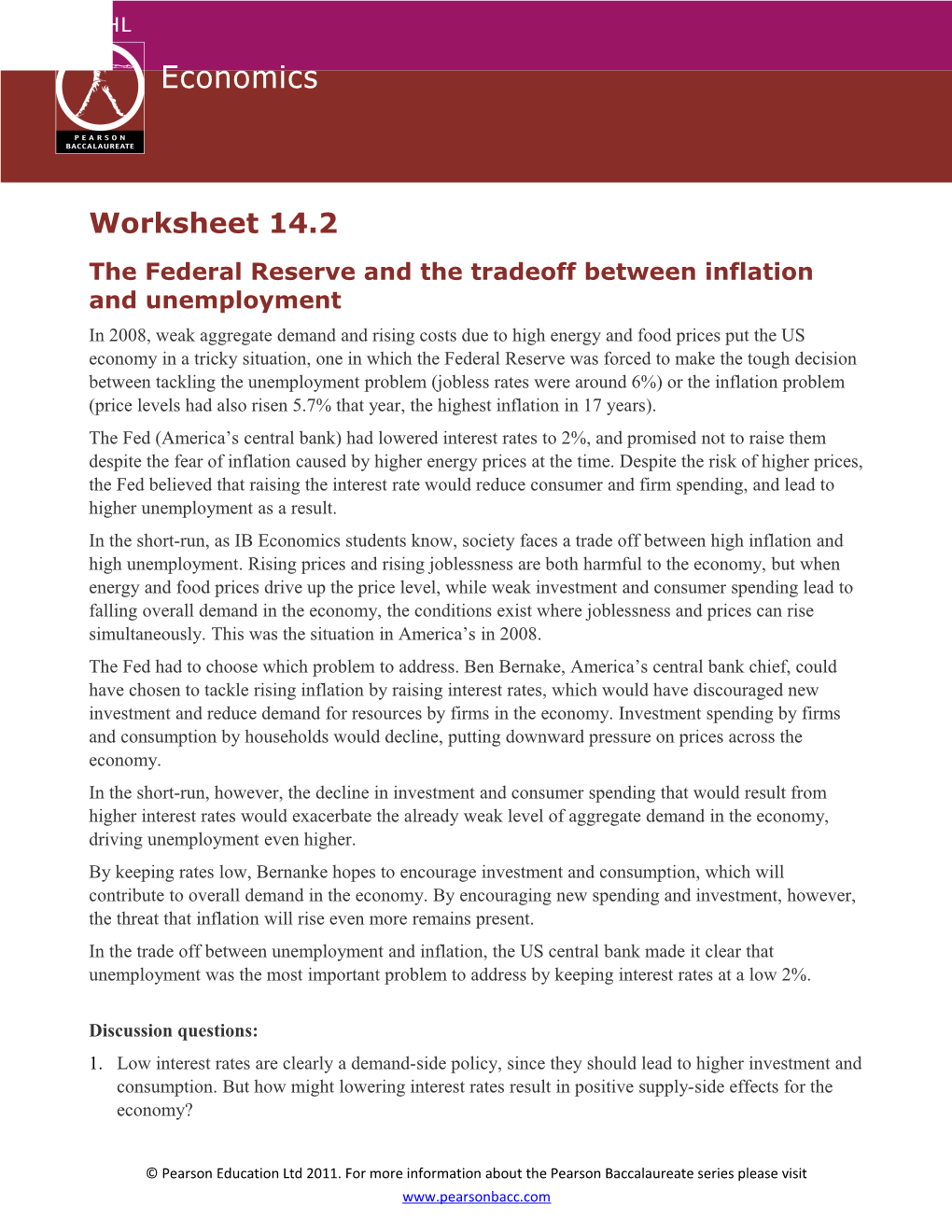 The Federal Reserve and the Tradeoff Between Inflation and Unemployment