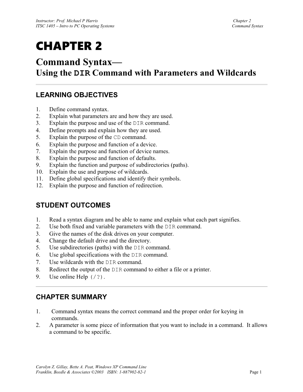 Ch 2 Command Syntax