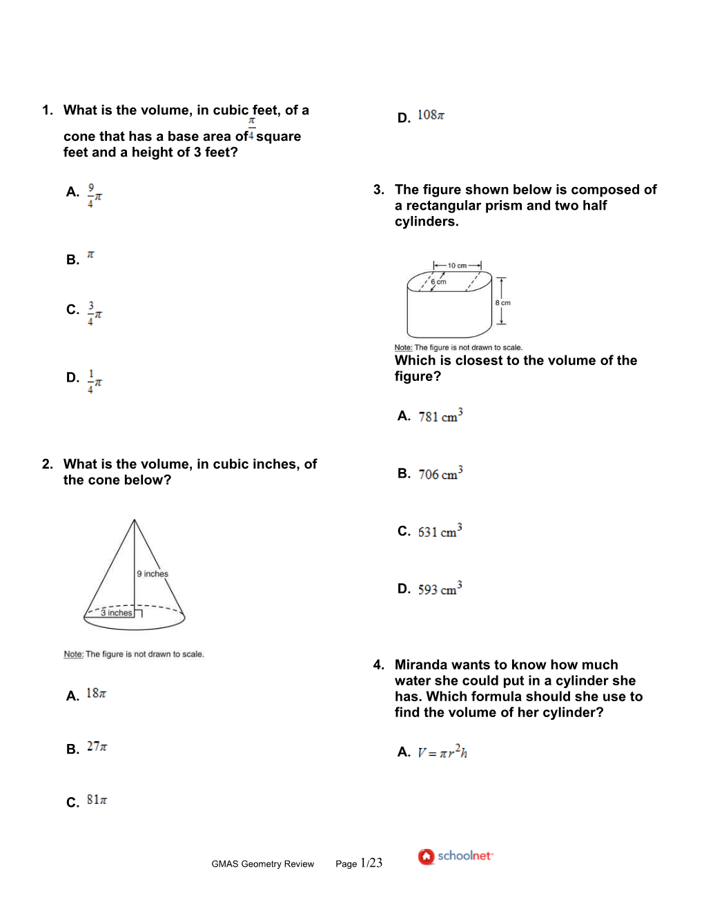 GMAS Geometry Review Page 1/1