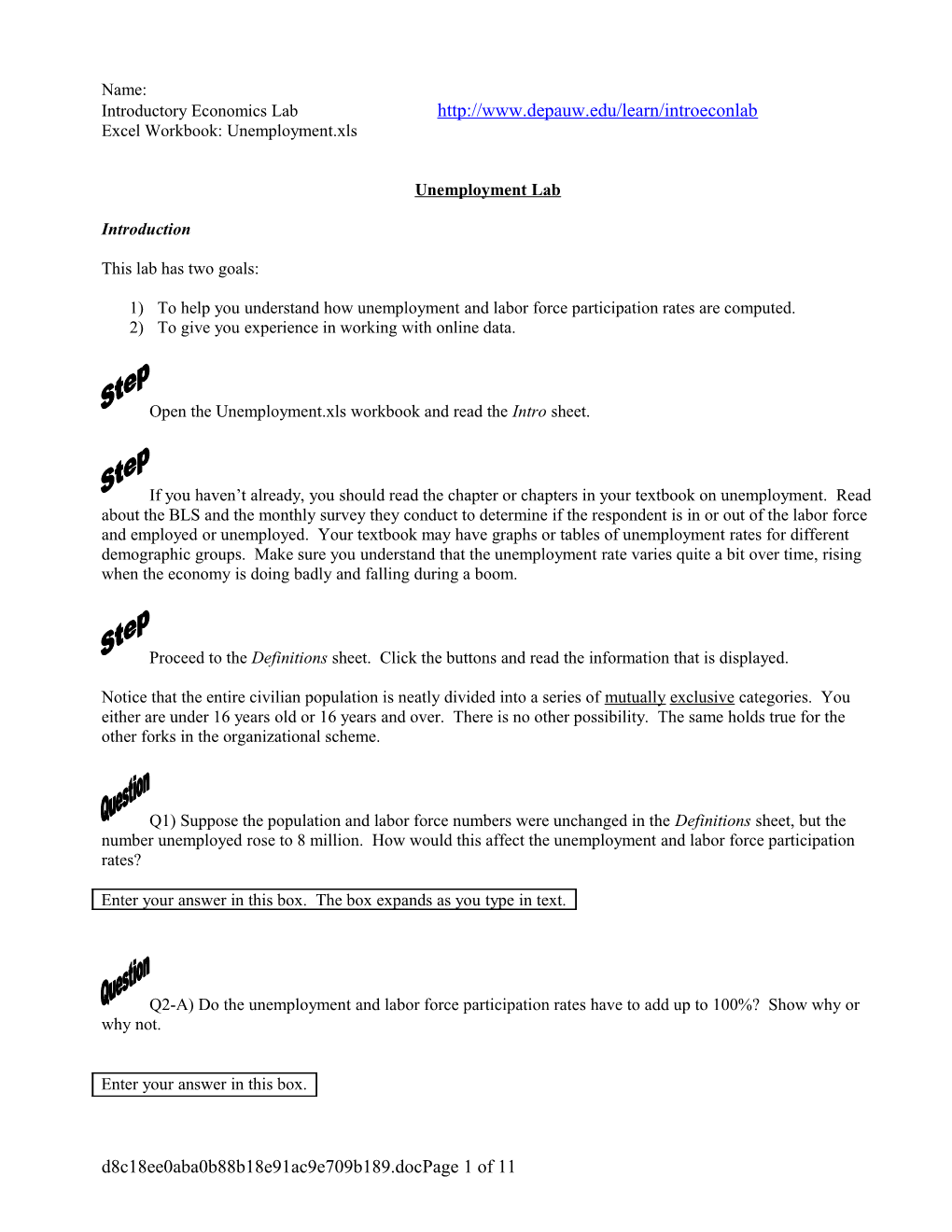 Unemployment Using BLS Data