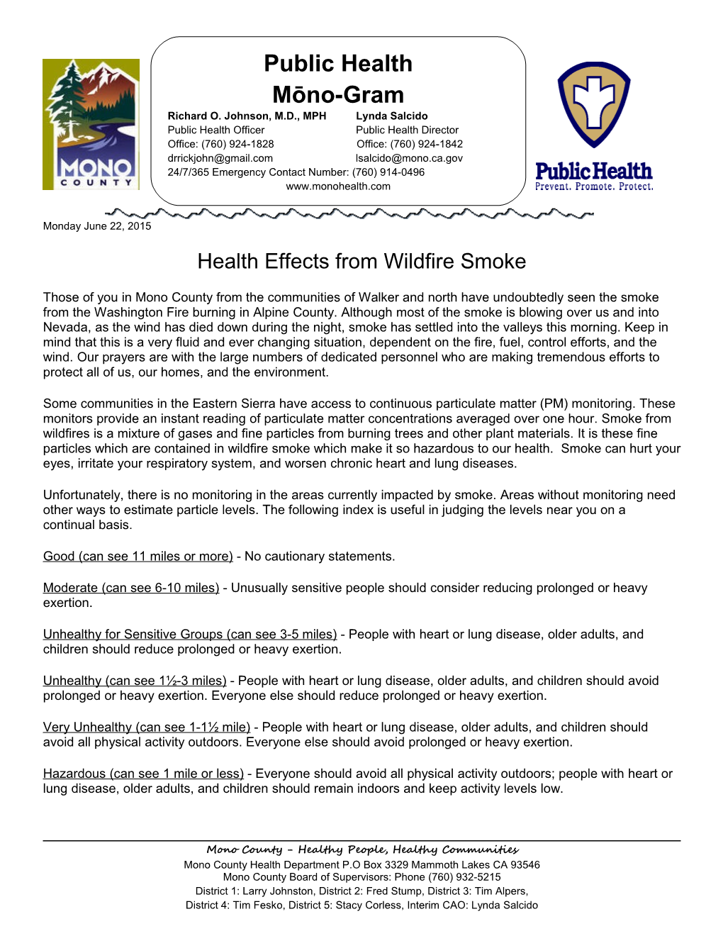 Health Effects from Wildfire Smoke