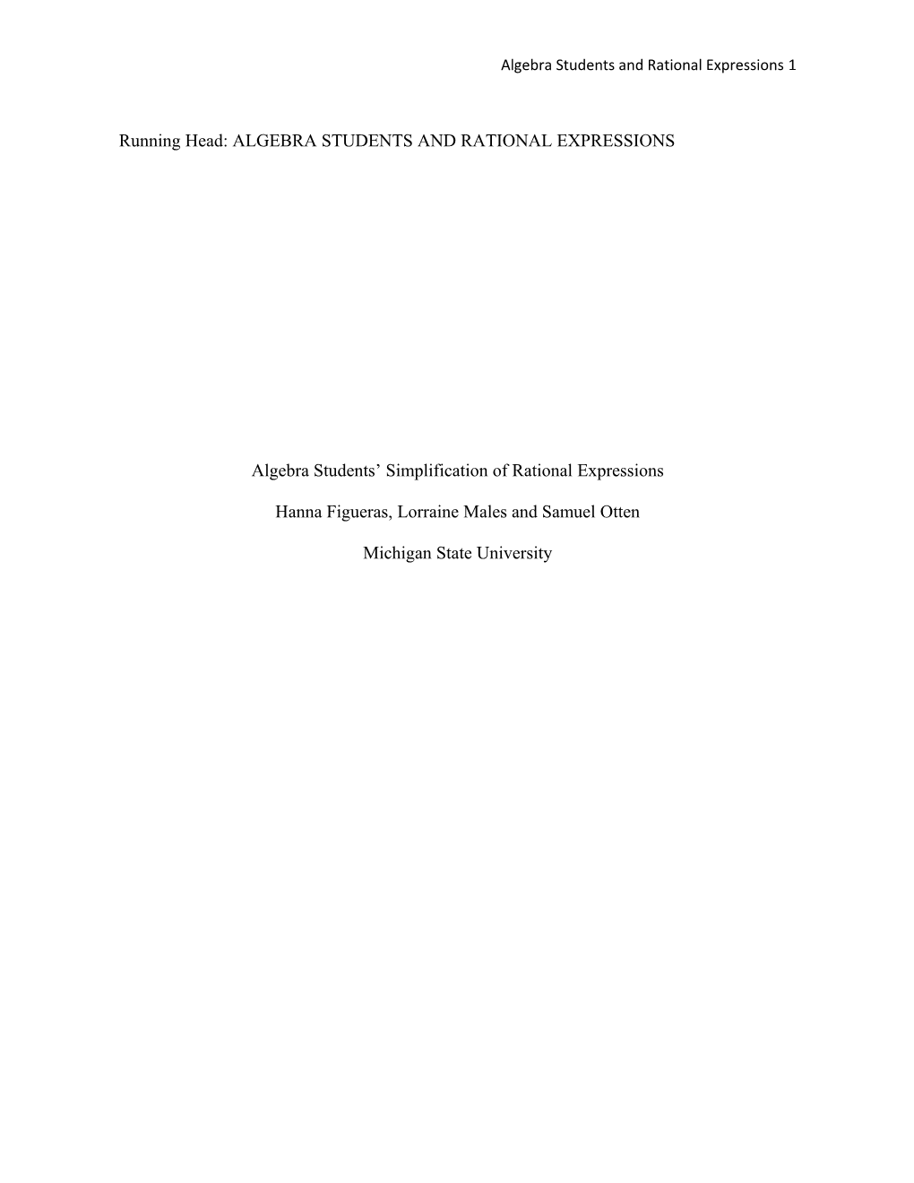 Procedural and Conceptual Understanding of Rational Expressions in Middle-School Students