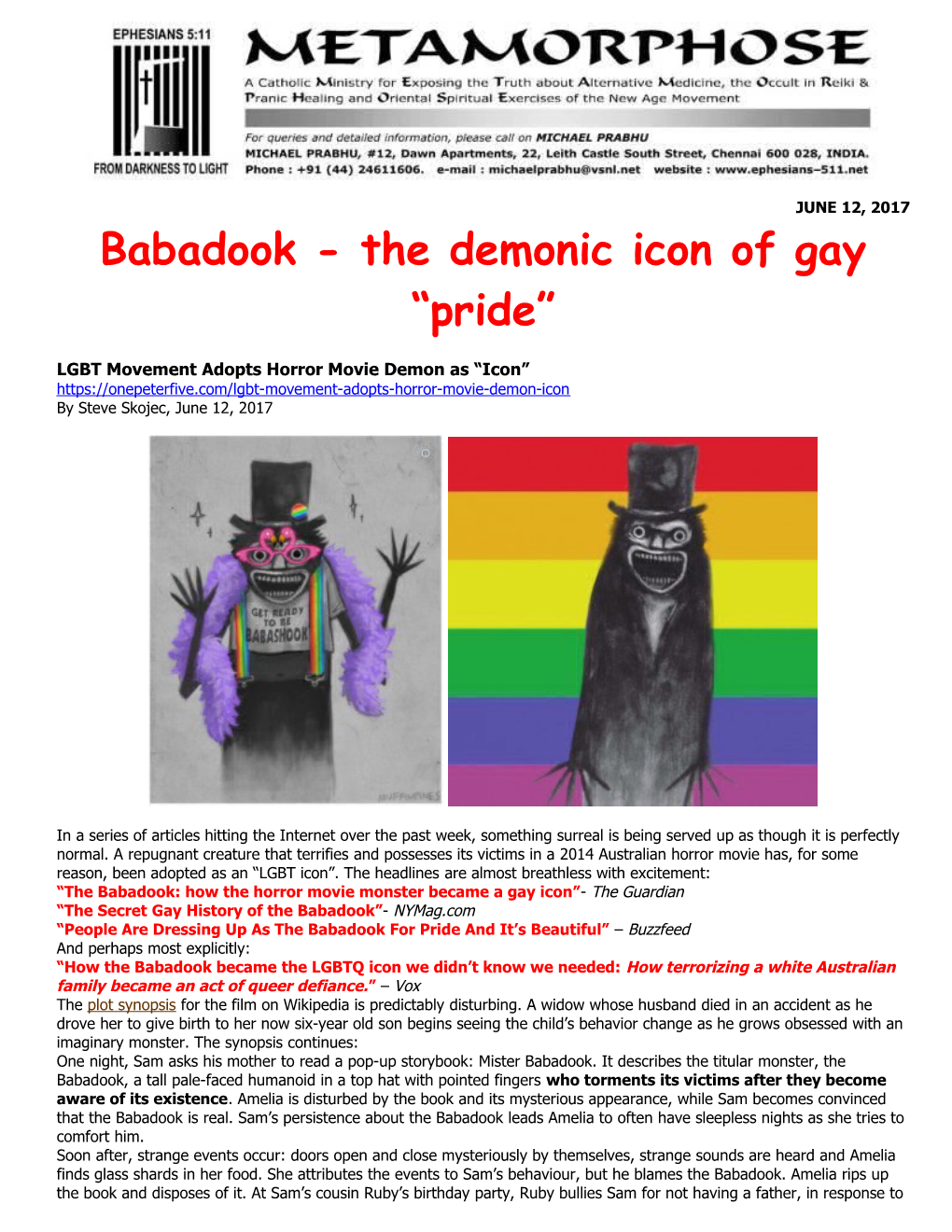 Babadook - the Demonicicon of Gay Pride