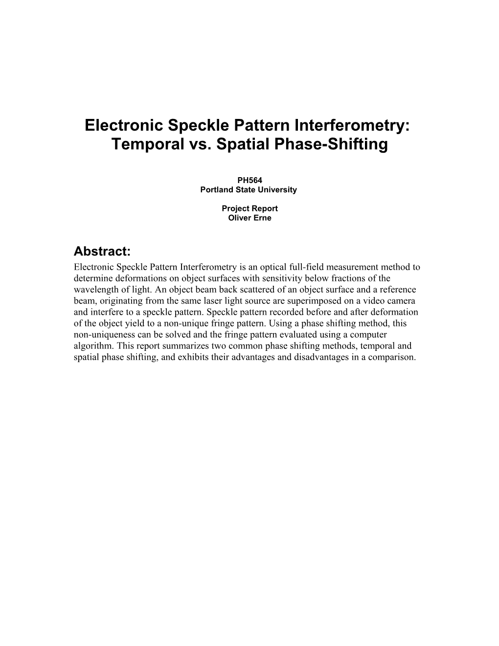 Electronic Speckle Pattern Interferometry