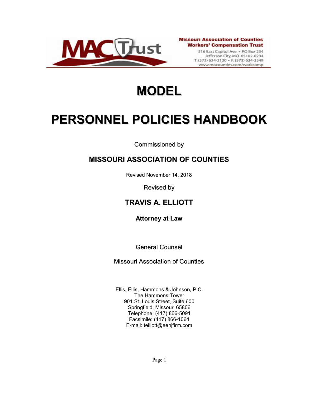 Personnel Policies Handbook