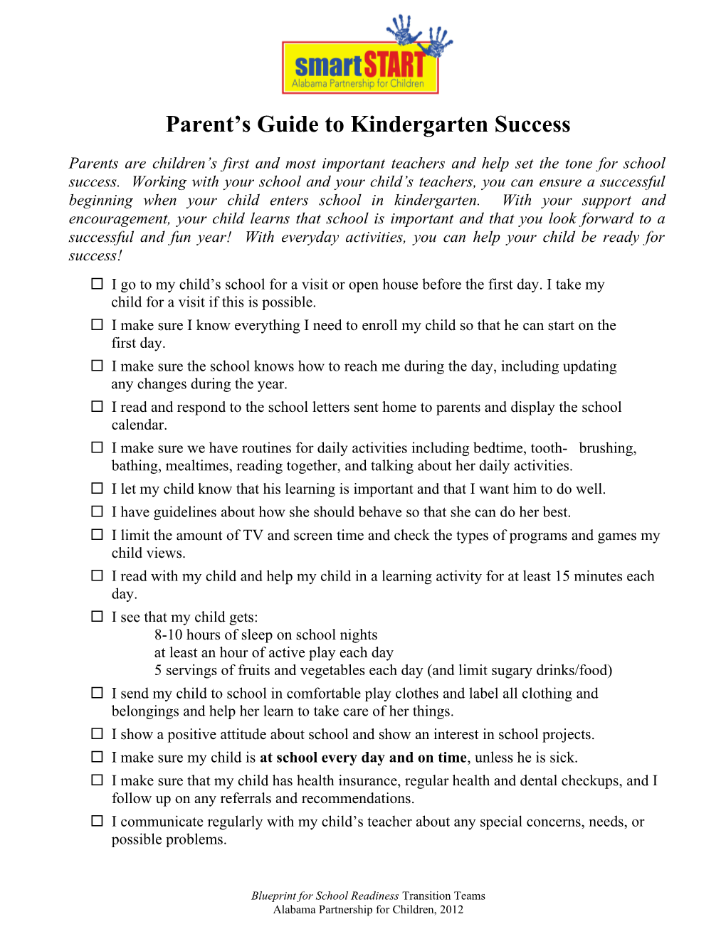 Parent S Guide to Kindergarten Success