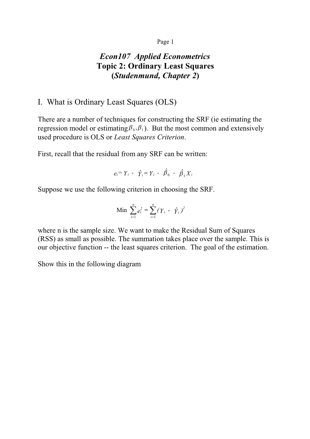 Topic 2: Ordinary Least Squares