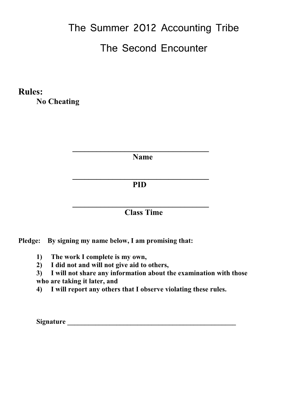 Pledge: by Signing My Name Below, I Am Promising That