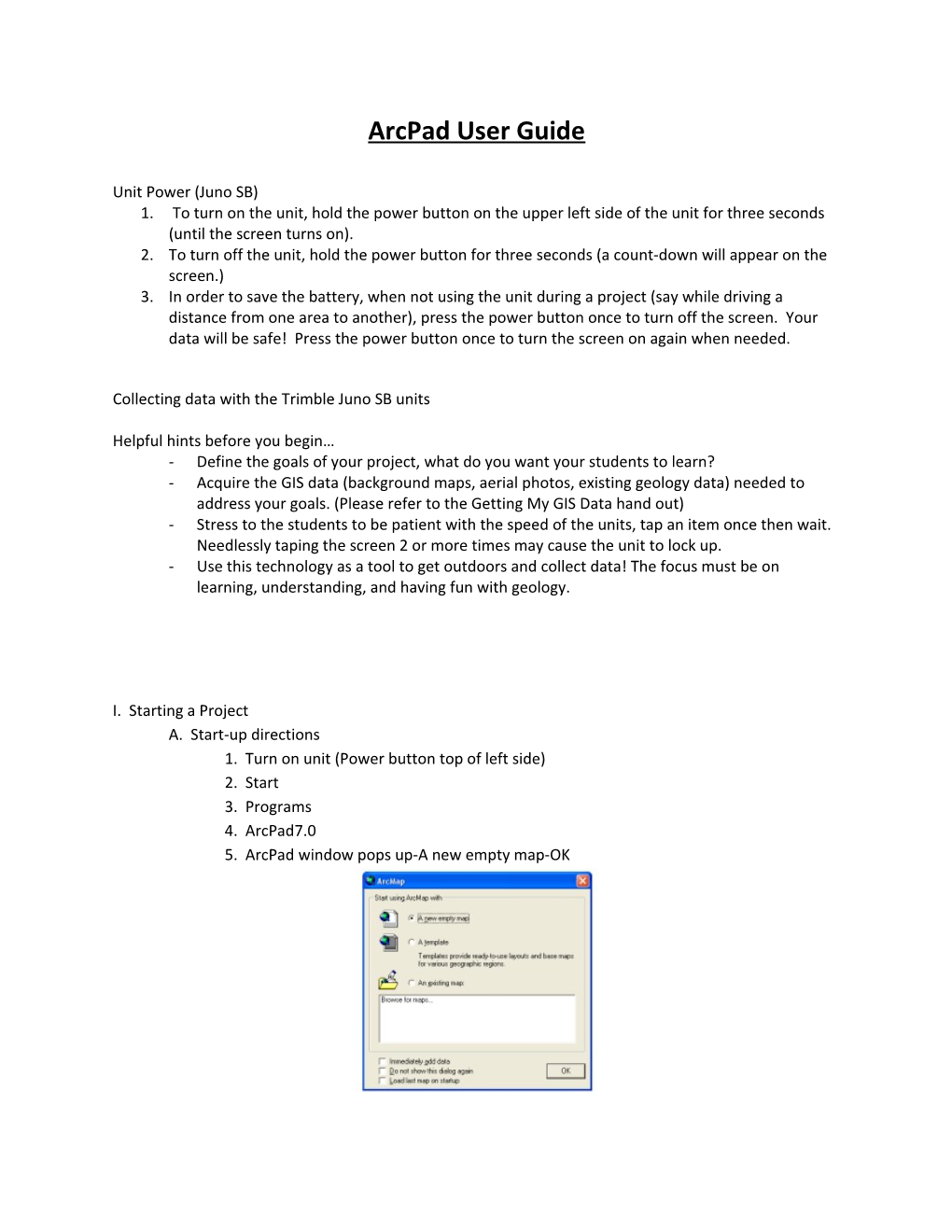 Arcpad User Guide