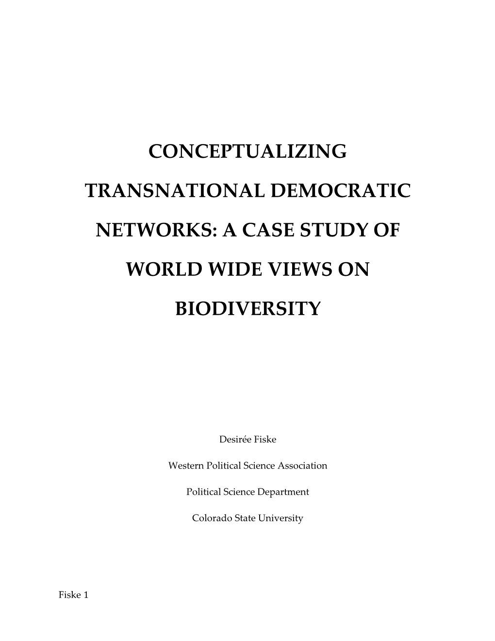 Conceptualizing Transnational Democratic Networks: a Case Study of World Wide Views On