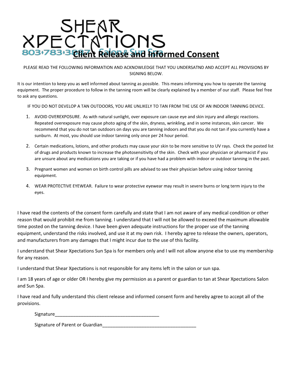 Client Release and Informed Consent