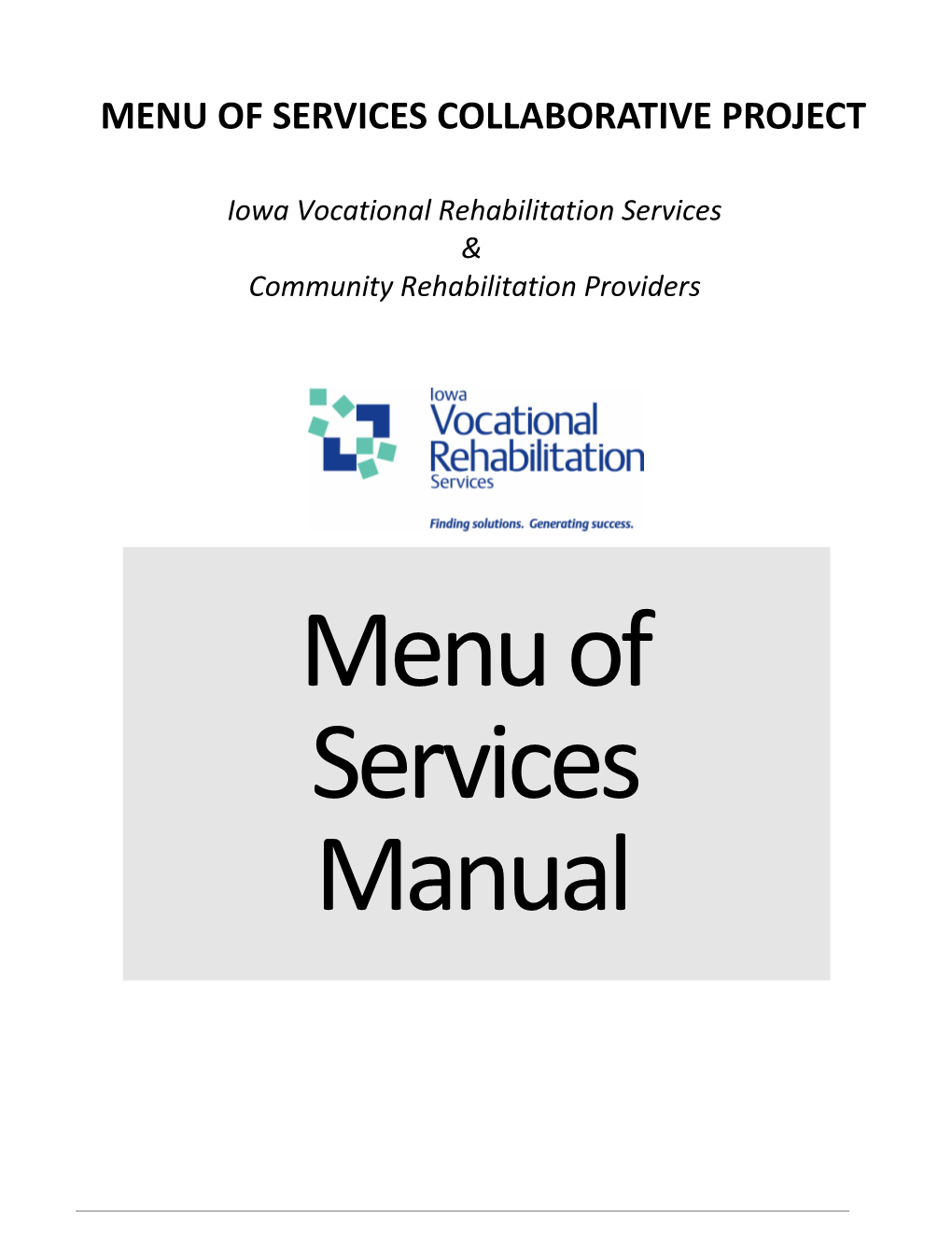 Menu of Services Collaborative Project