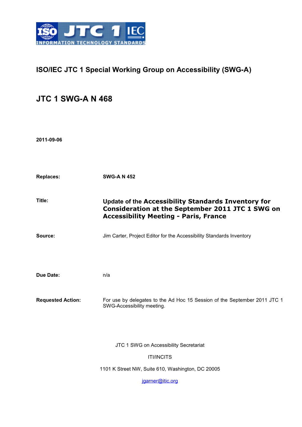 Iso/Iec Tc Jtc1/Sc N