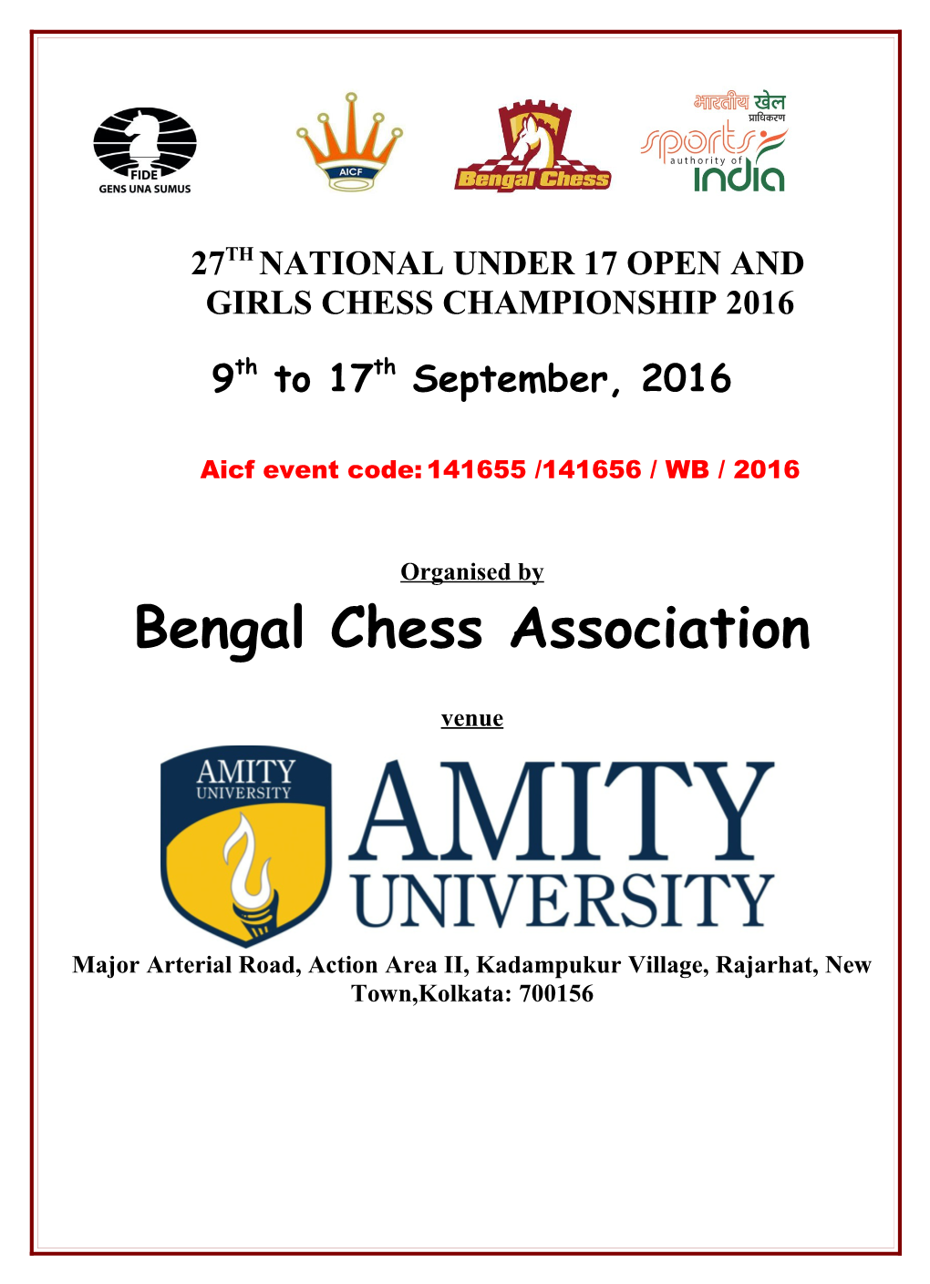 27Thnational Under 17 Open and Girls Chess Championship 2016