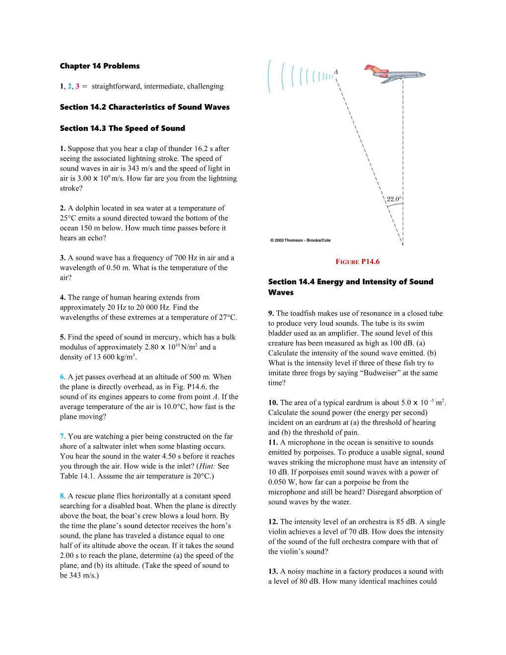 Section 14.2 Characteristics of Sound Waves