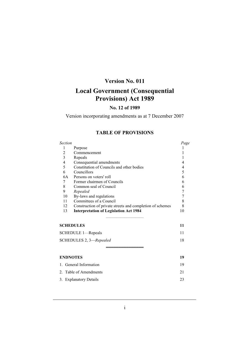 Local Government (Consequential Provisions) Act 1989