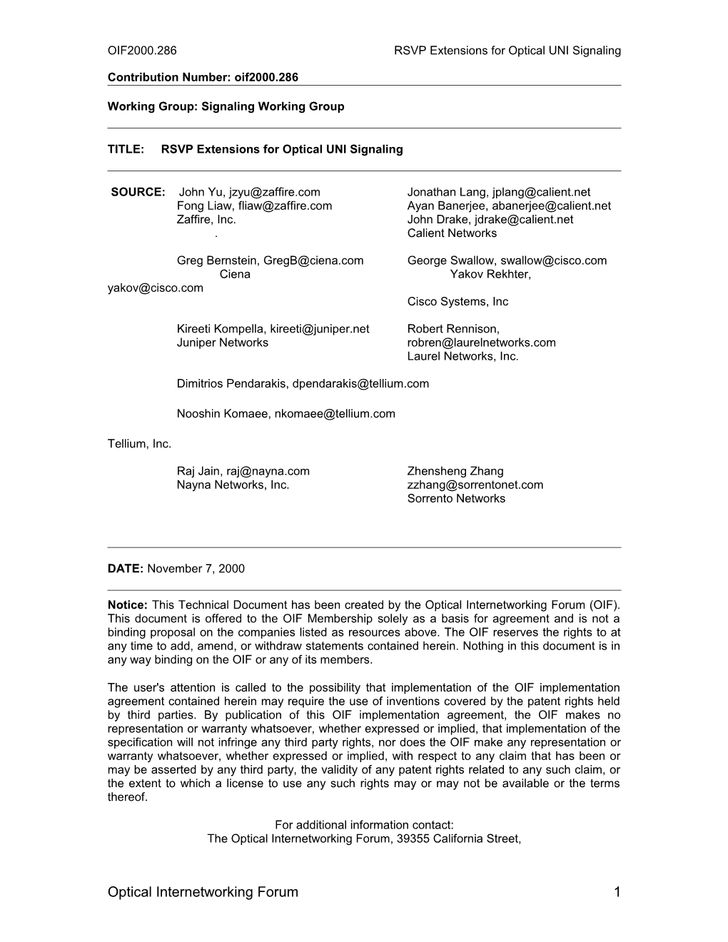 RSVP Extensions for Optical UNI Signaling