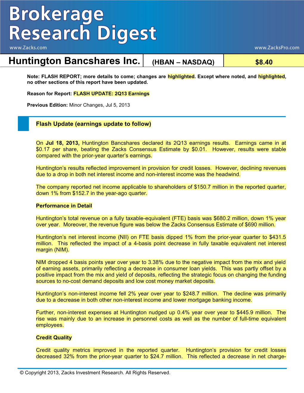 Huntington Bancshares Inc