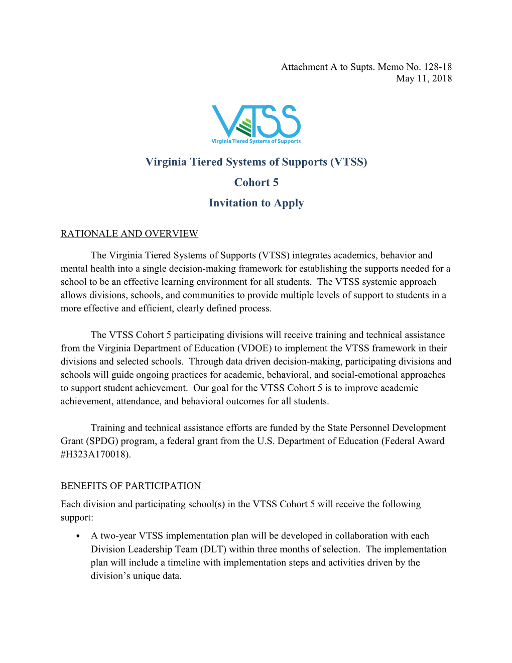 Virginia Tiered Systems of Supports (VTSS)
