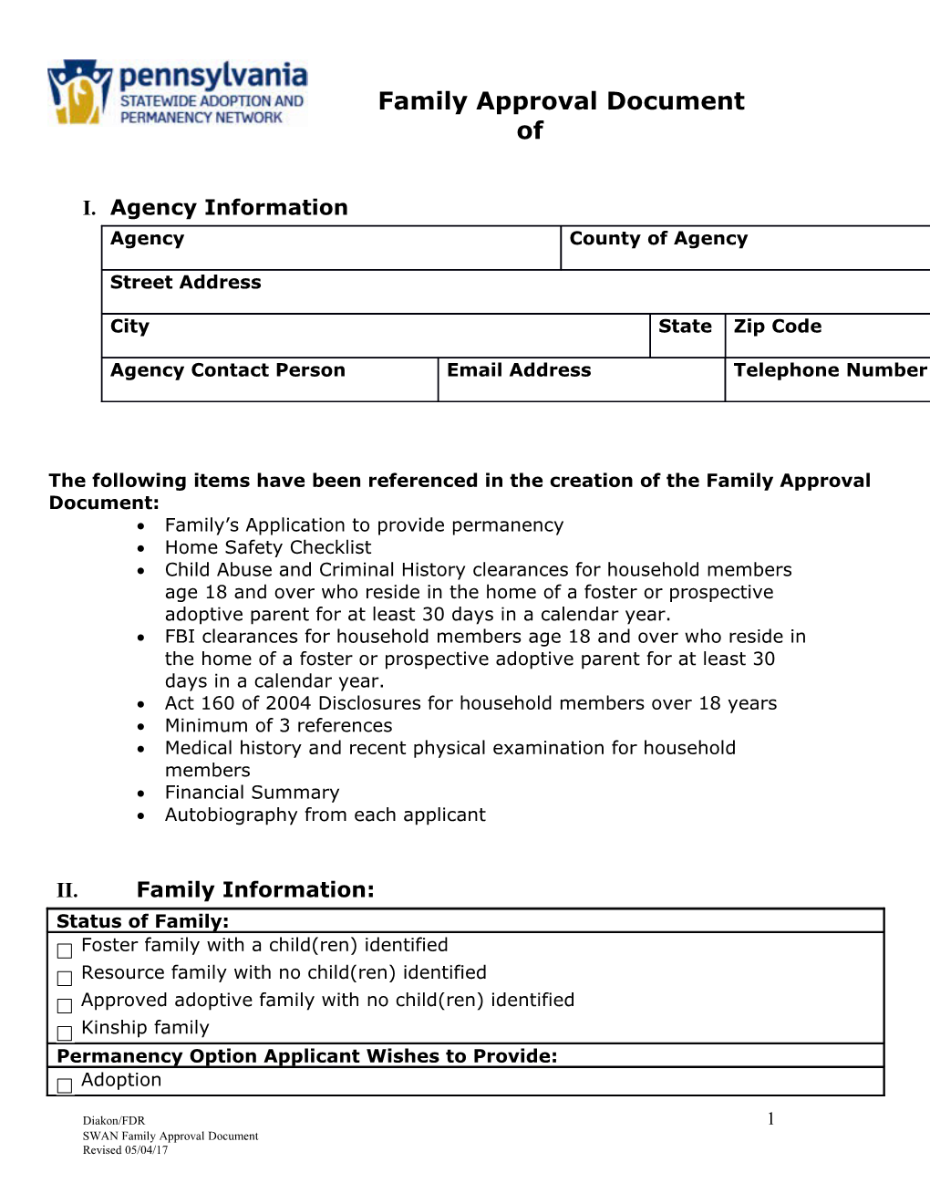 Family Approval Document